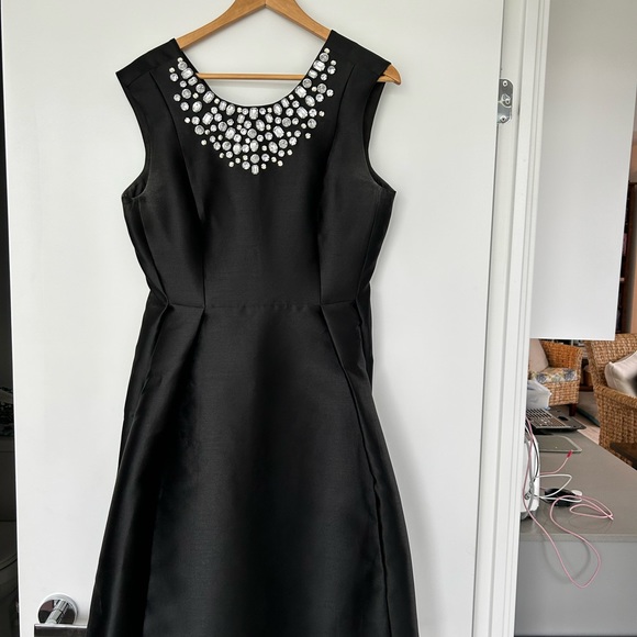 Kate Spade Black Cocktail Dress with Jewelled Collar Size 10 - Picture 2 of 8